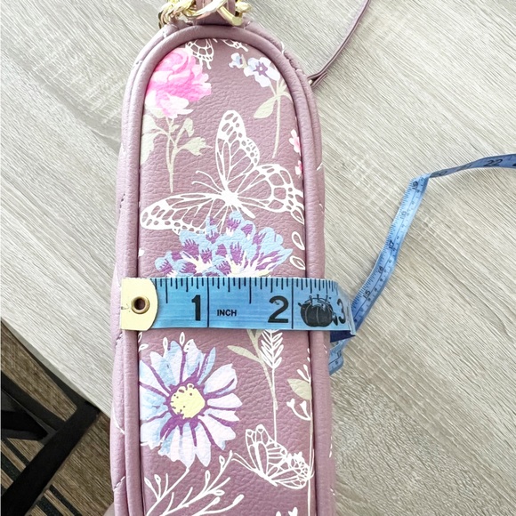 Betsey Johnson purse quilted crossbody - Mauve floral butterfly design - Picture 9 of 9